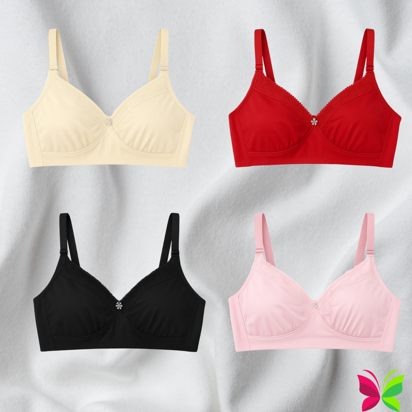 Women’s Soft Cotton plan Bra – Non Padded, Wire-Free, Full Coverage | Buy 4 Get 1 Free